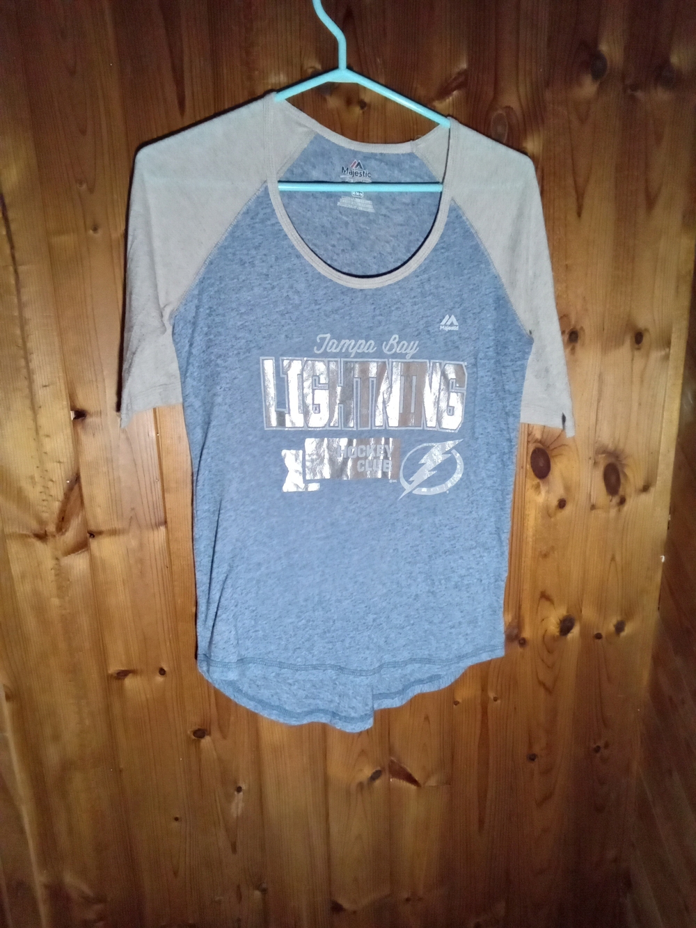 Majestic.M.Tampa Bay Lightning Raglan Tee - Blue and Grey